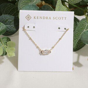 Kendra Scott Genevieve Gold White Crystal Satellite Short Pendant Necklace. Nwt